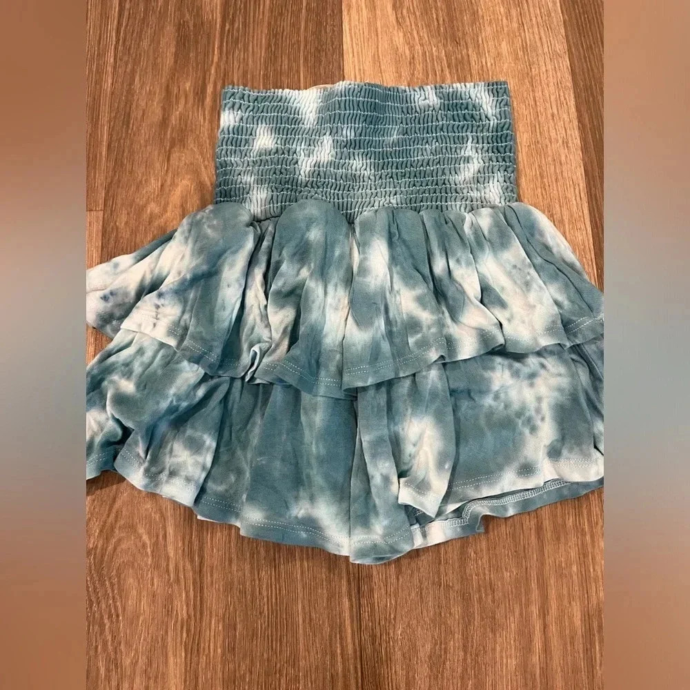 Yana K Portofina skirt teal rayon tiedye Size XS